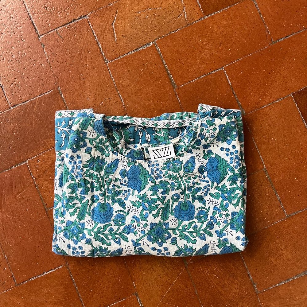 SZ Blockprint Top J. Crew Boxy Cropped Fit Top Size L